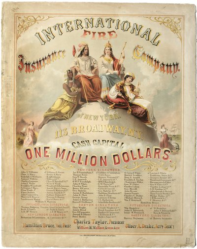 شركة نيويورك للتأمين ضد الحريق ، (الطباعة الحجرية) بواسطة الرائد وكناب ساروني